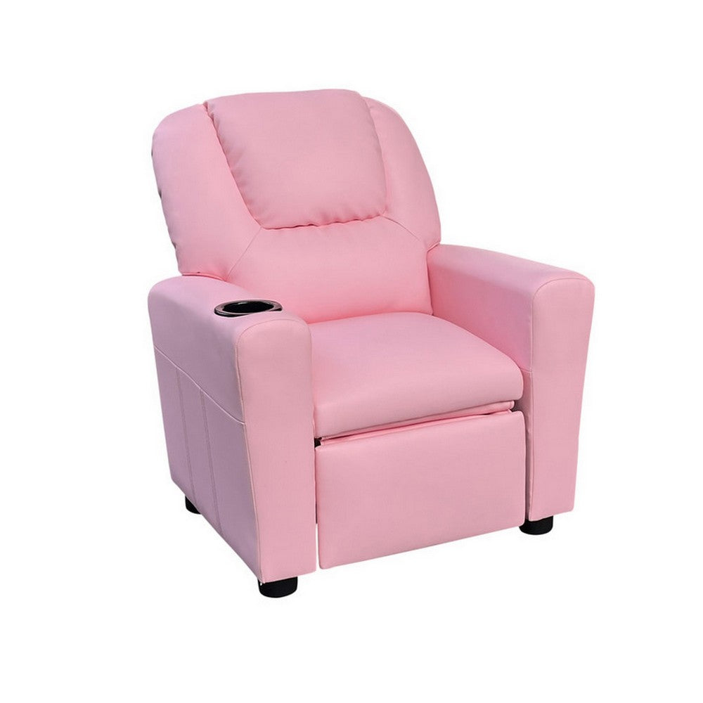 Nik Youth Recliner Chair, Cup Holder, Padded Seat and Back, Pink