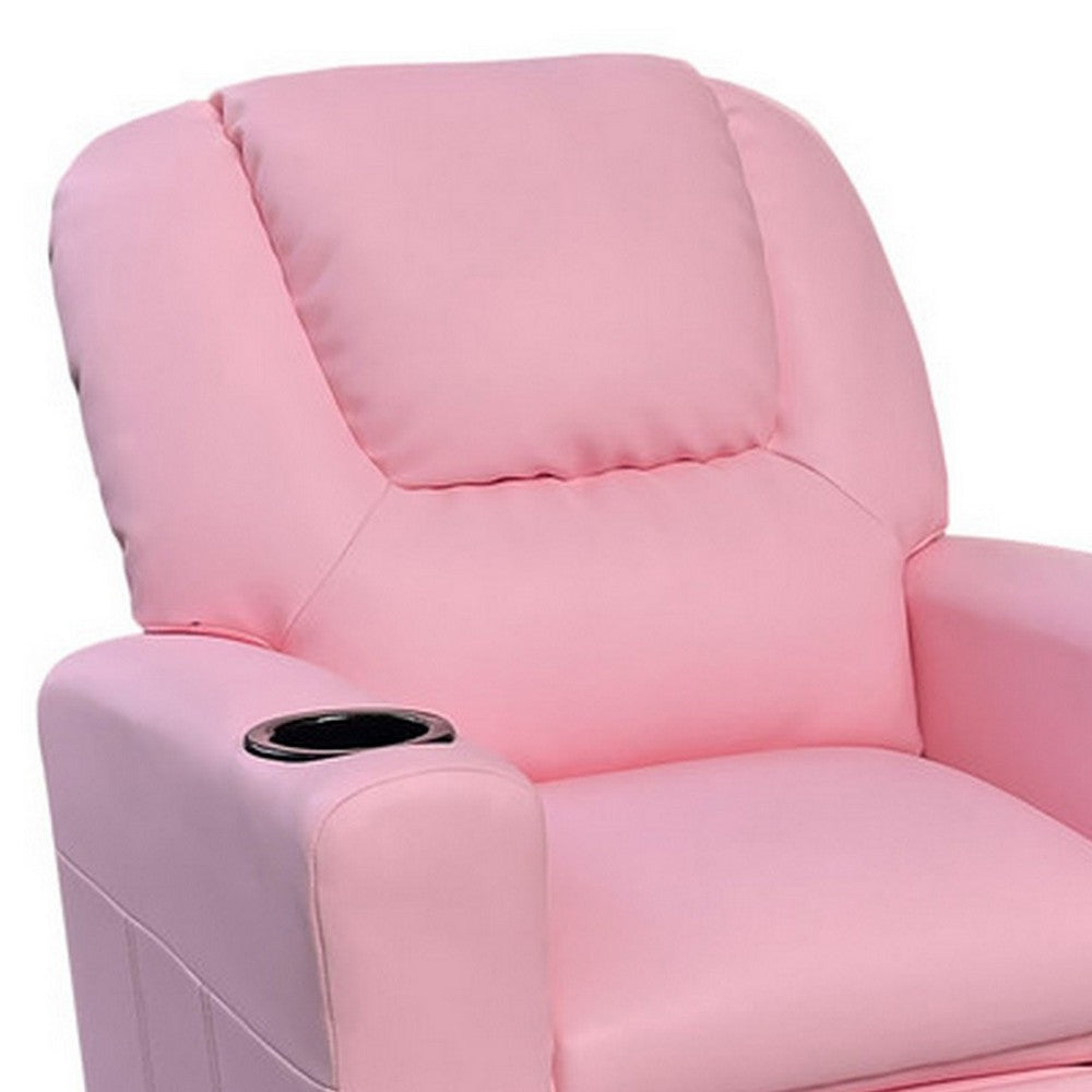 Nik Youth Recliner Chair, Cup Holder, Padded Seat and Back, Pink