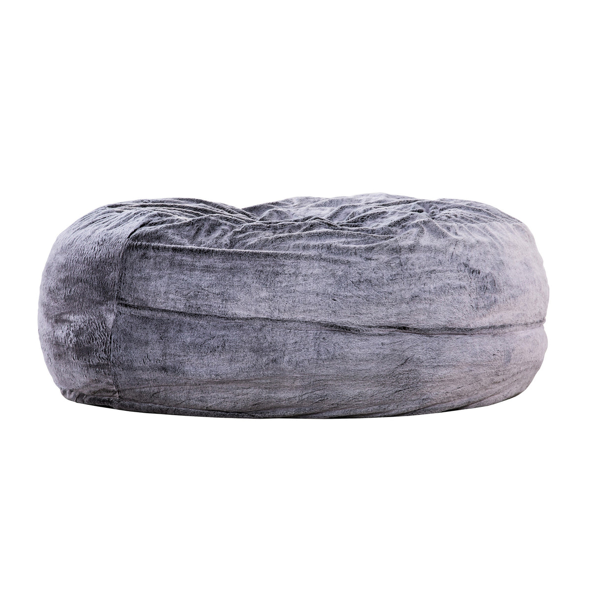 60 Inch Bean Bag, Round Shape, Foam Filling, Polyester Upholstery, Gray