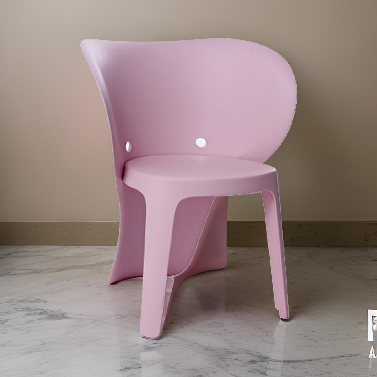 Fyna 16 Inch Kids Chair with Curved Back, Set of 4, Elephant Trunk Design, Pink